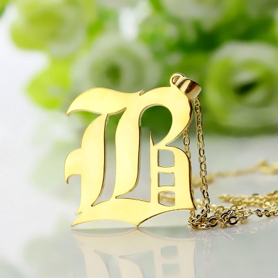 Custom Mens Initial Letter Charm Old English 18ct Gold Plated - All Birthstone™