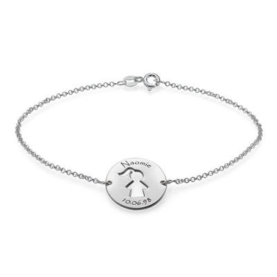 Cut Out Mum Bracelet/Anklet in Sterling Silver - All Birthstone™