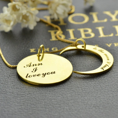 I Love You to The Moon and Back Love Necklace 18ct Gold Plated - All Birthstone™