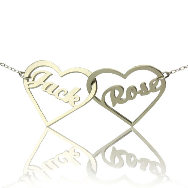 Double Heart Love Necklace With Names Sterling Silver - All Birthstone™