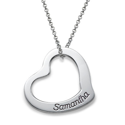 Engraved Floating Heart Necklace - All Birthstone™