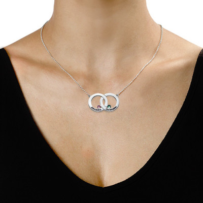 Engraved Interlocking Circle Necklace - All Birthstone™