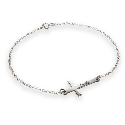 Engraved Side Cross Bracelet/Anklet - All Birthstone™