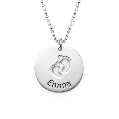 Engraved Silver Baby Steps Necklace - All Birthstone™