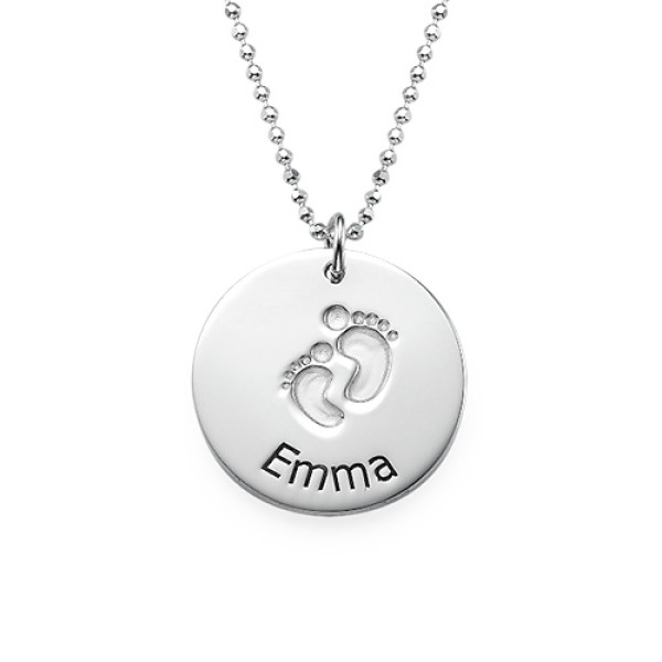 Engraved Silver Baby Steps Necklace - All Birthstone™