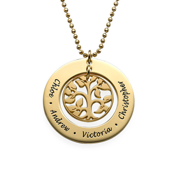Present for Mum - Gold Plated Family Tree Necklace - All Birthstone™