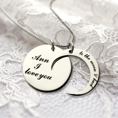 Personalised I Love You to the Moon and Back Love Necklace Sterling Silver - All Birthstone™