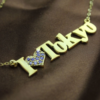 18ct Gold Plated I Love You Name Necklace with Birthstone  - All Birthstone™