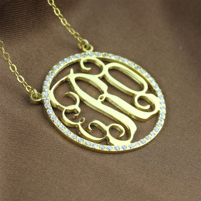 18ct Gold Plated Circle Birthstone Monogram Necklace  - All Birthstone™