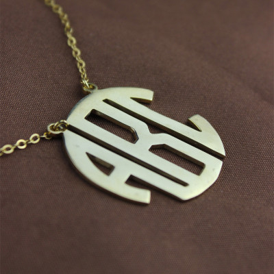 18ct Gold Plated Block Monogram Pendant Necklace - All Birthstone™