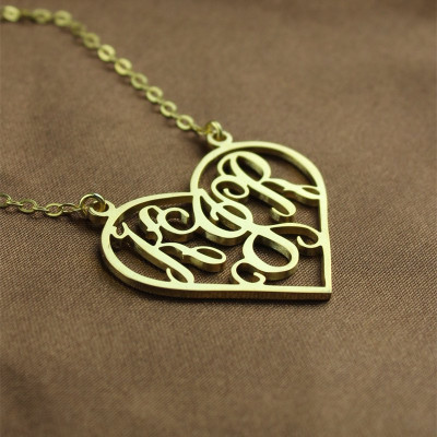 Cut Out Heart Monogram Necklace 18ct Gold Plated - All Birthstone™