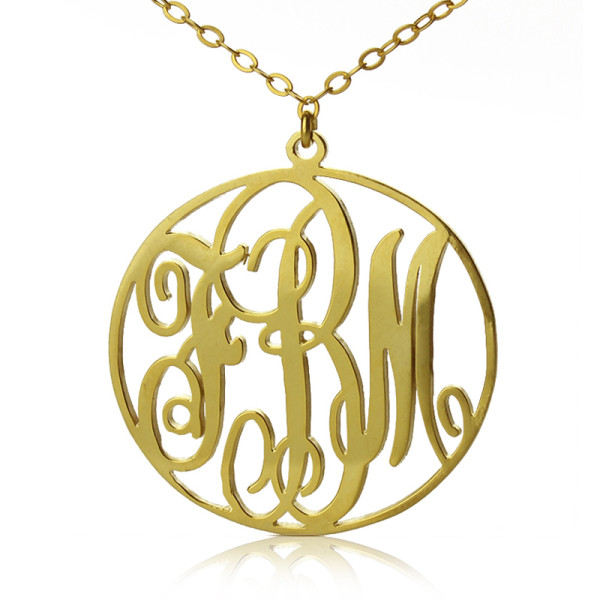 18ct Gold Plated Circle Initial Monogram Necklace - All Birthstone™