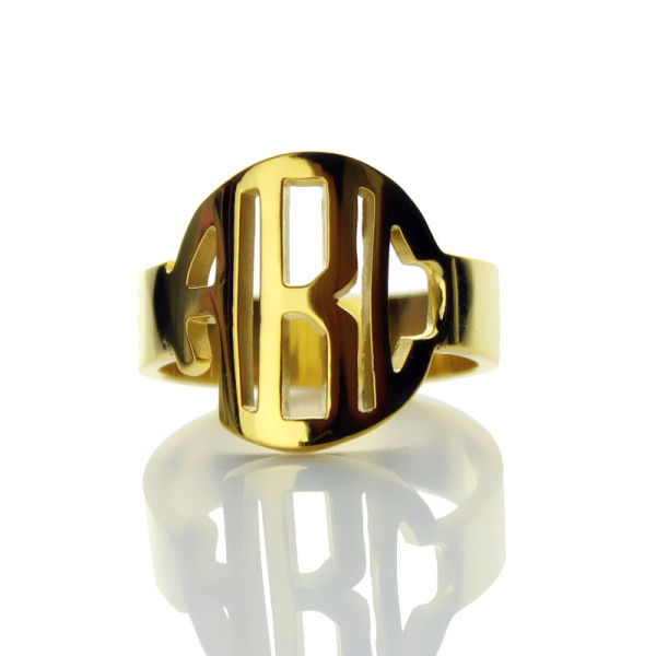 18ct Gold Plated Block Monogram Ring - All Birthstone™