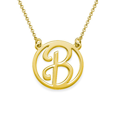 18k Gold Plated Cut Out Initial Necklace - All Birthstone™