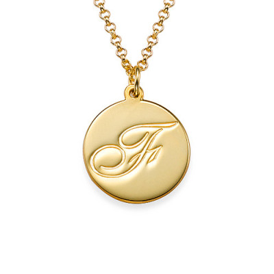 18ct Gold Plated Initial Pendant with Script Font - All Birthstone™