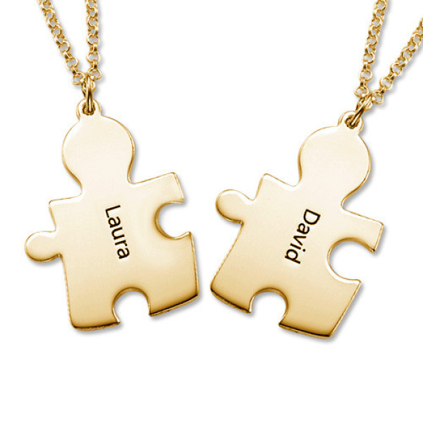 18CT Gold Plated Personalised Couple's Puzzle Necklace - All Birthstone™