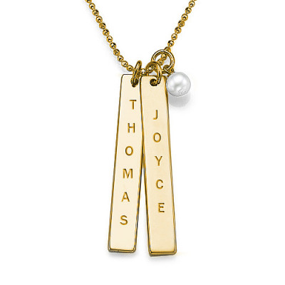 18CT Gold Plating Customised Name Tag Necklace - All Birthstone™