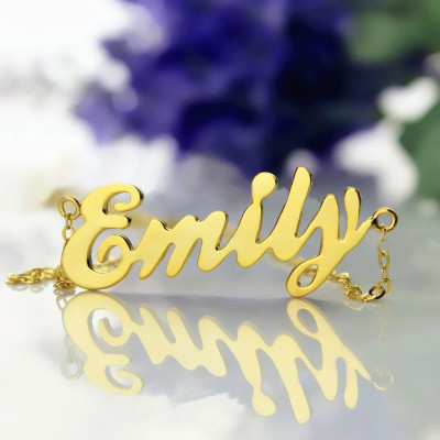 Cursive Nameplate Necklace 18ct Gold Plated - All Birthstone™