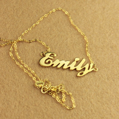 Cursive Nameplate Necklace 18ct Gold Plated - All Birthstone™