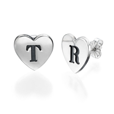 Heart Initial Earrings - All Birthstone™
