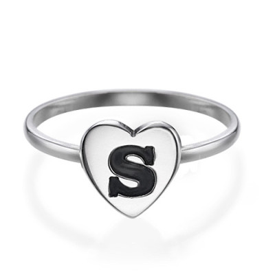 Heart Initial Ring in Sterling Silver - All Birthstone™