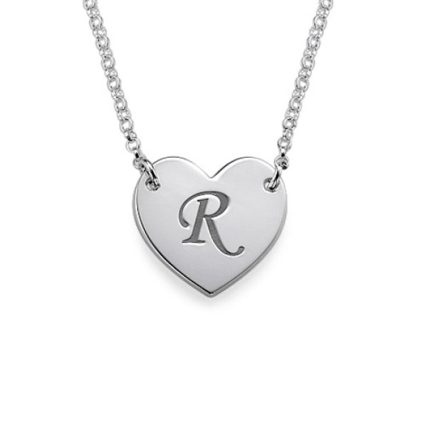 Heart Necklace with Initial Print Font - All Birthstone™