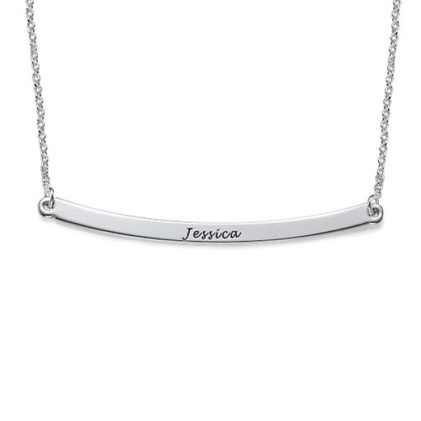 Horizontal Silver Bar Necklace - All Birthstone™