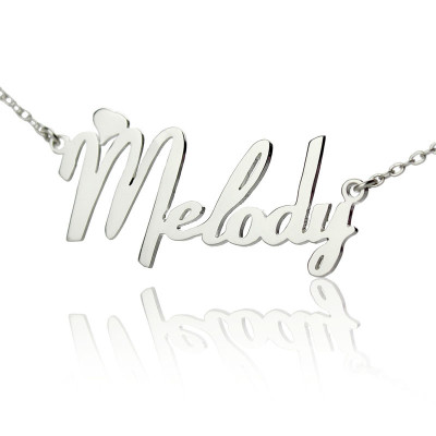 Personalised 18ct White Gold Plated Fiolex Girls Fonts Heart Name Necklace - All Birthstone™