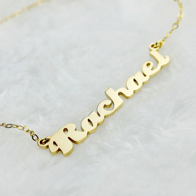 Personalised 18ct Solid Gold Puff Font Name Necklace - All Birthstone™
