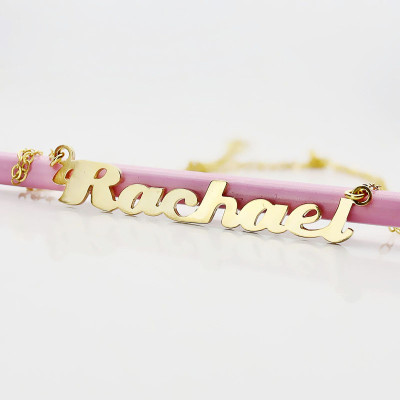 Personalised 18ct Solid Gold Puff Font Name Necklace - All Birthstone™