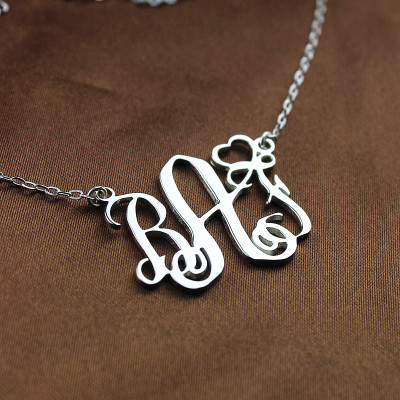 Personalised Initial Monogram Necklace 18ct White Gold Plated With Heart - All Birthstone™