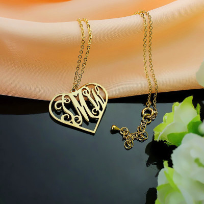 18ct Gold Plated Initial Monogram Personalised Heart Necklace - All Birthstone™