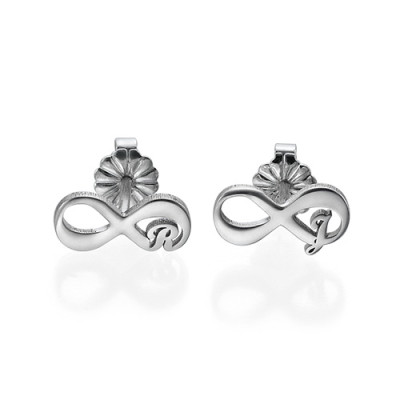 Infinity Stud Earrings with Initial - All Birthstone™