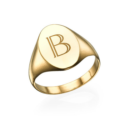 Initial Signet Ring - 18ct Gold Plated - All Birthstone™
