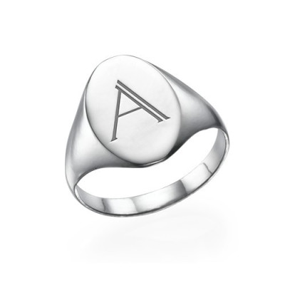 Initial Signet Ring in Sterling Silver - All Birthstone™