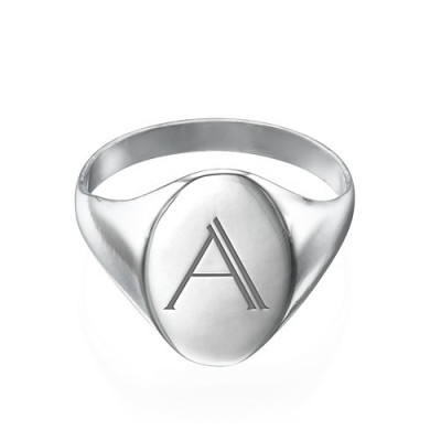 Initial Signet Ring in Sterling Silver - All Birthstone™