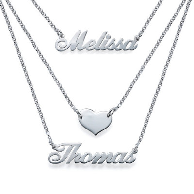 Layered Name Necklace in Sterling Silver - All Birthstone™