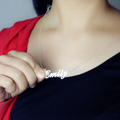 Custom Cursive Name Necklace Sterling Silver - All Birthstone™