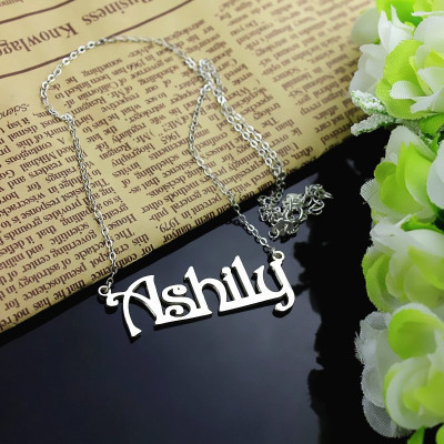 Sterling Silver Harrington Font Name Necklace - All Birthstone™