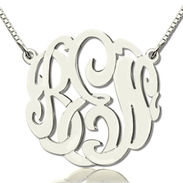 Custom Large Monogram Necklace Hand-painted Sterling Silver - All Birthstone™