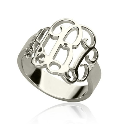 Personalised Sterling Silver Monogram Ring - All Birthstone™