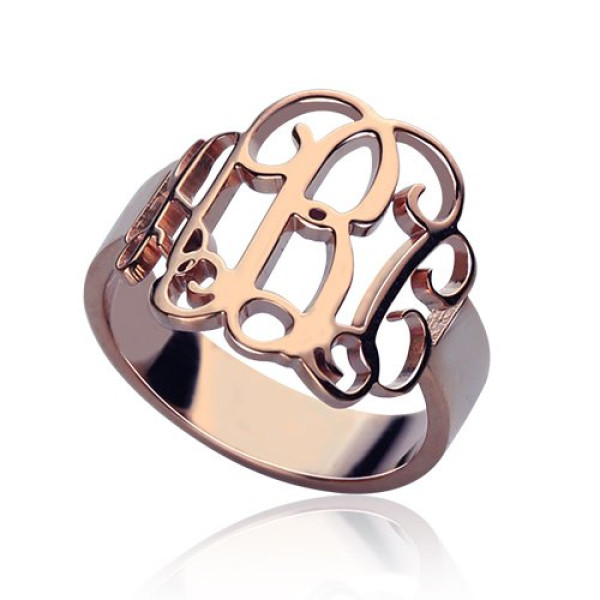 Personalised Rose Gold Monogram Ring - All Birthstone™