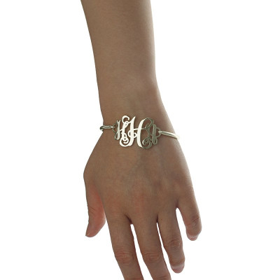 Personalised Monogram Initial Bracelet 1.25 Inch Sterling Silver - All Birthstone™