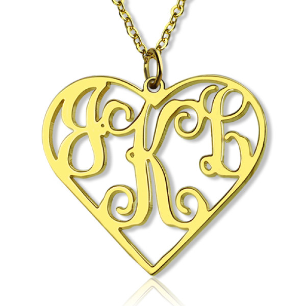 18ct Gold Plated Initial Monogram Personalised Heart Necklace - All Birthstone™