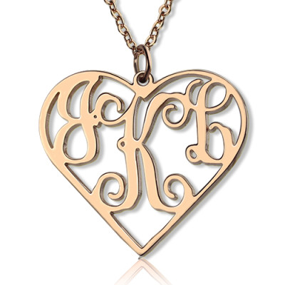 Solid Rose Gold 18ct Initial Monogram Personalised Heart Necklace - All Birthstone™