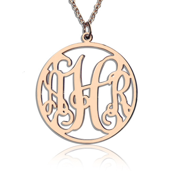 Circle Initial Monogram Necklace Rose Gold Plated - All Birthstone™