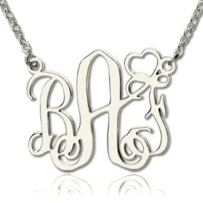 Personalised Initial Monogram Necklace With Heart Srerling Silver - All Birthstone™