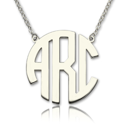 Solid White Gold 18ct Initial Block Monogram Pendant Necklace - All Birthstone™