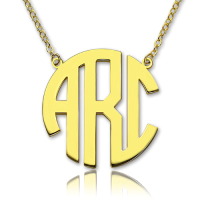 Solid Gold 18ct Initial Block Monogram Pendant Necklace - All Birthstone™