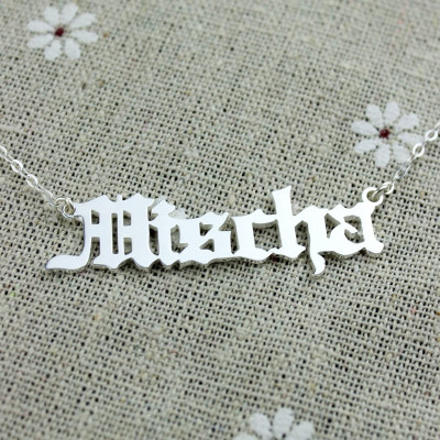 Old English Name Necklace Sterling Silver - All Birthstone™